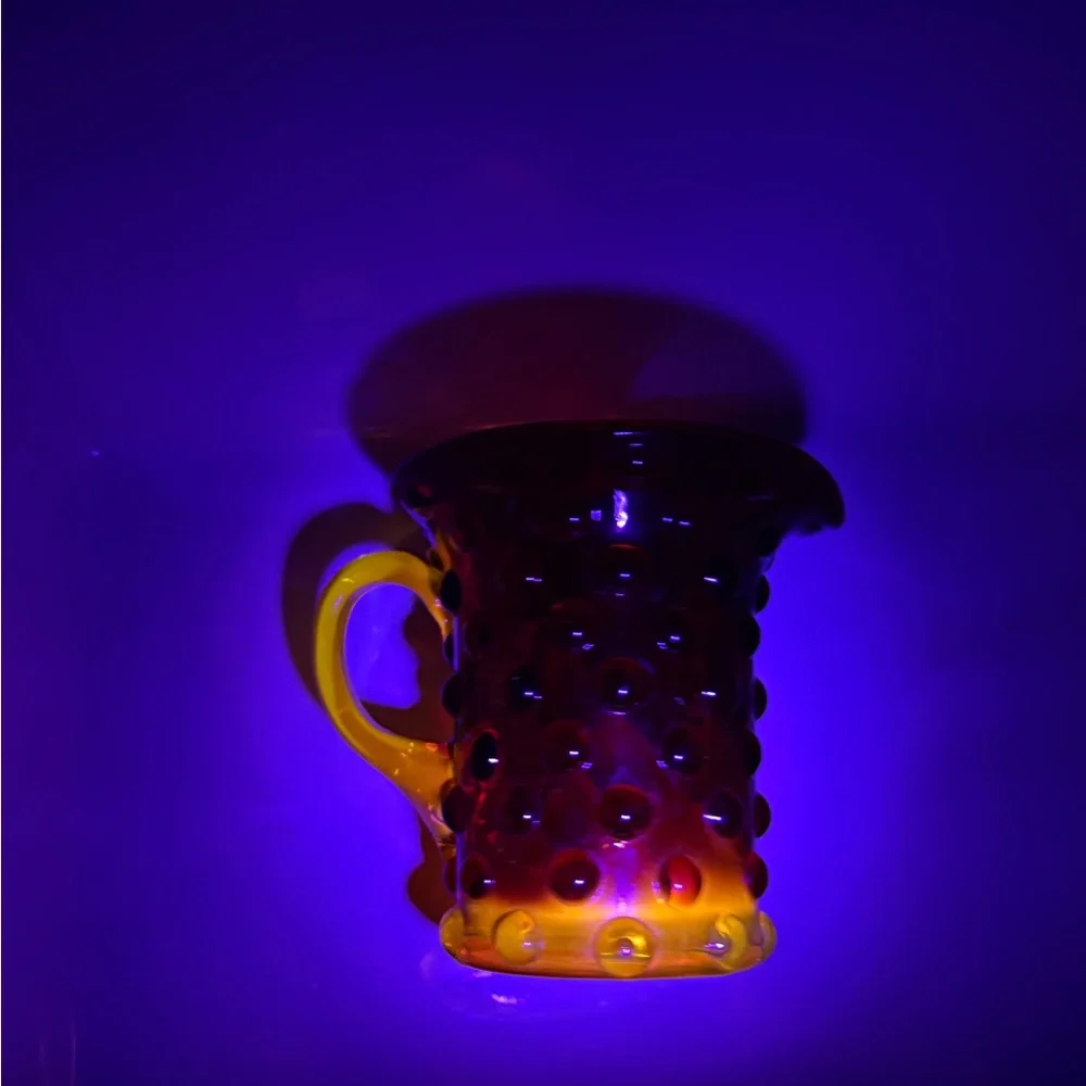 Glows! MCM Vintage Kanawha Amberina‎ Hobnail Small Pitcher Applied Handle 3.5